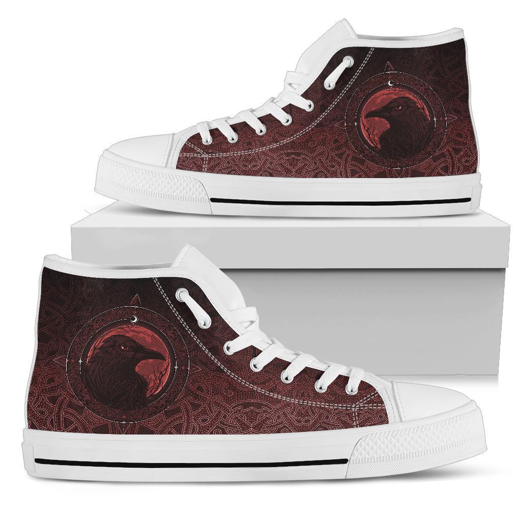Viking High Top Shoes, Ethnic Odin Raven Red RLT12