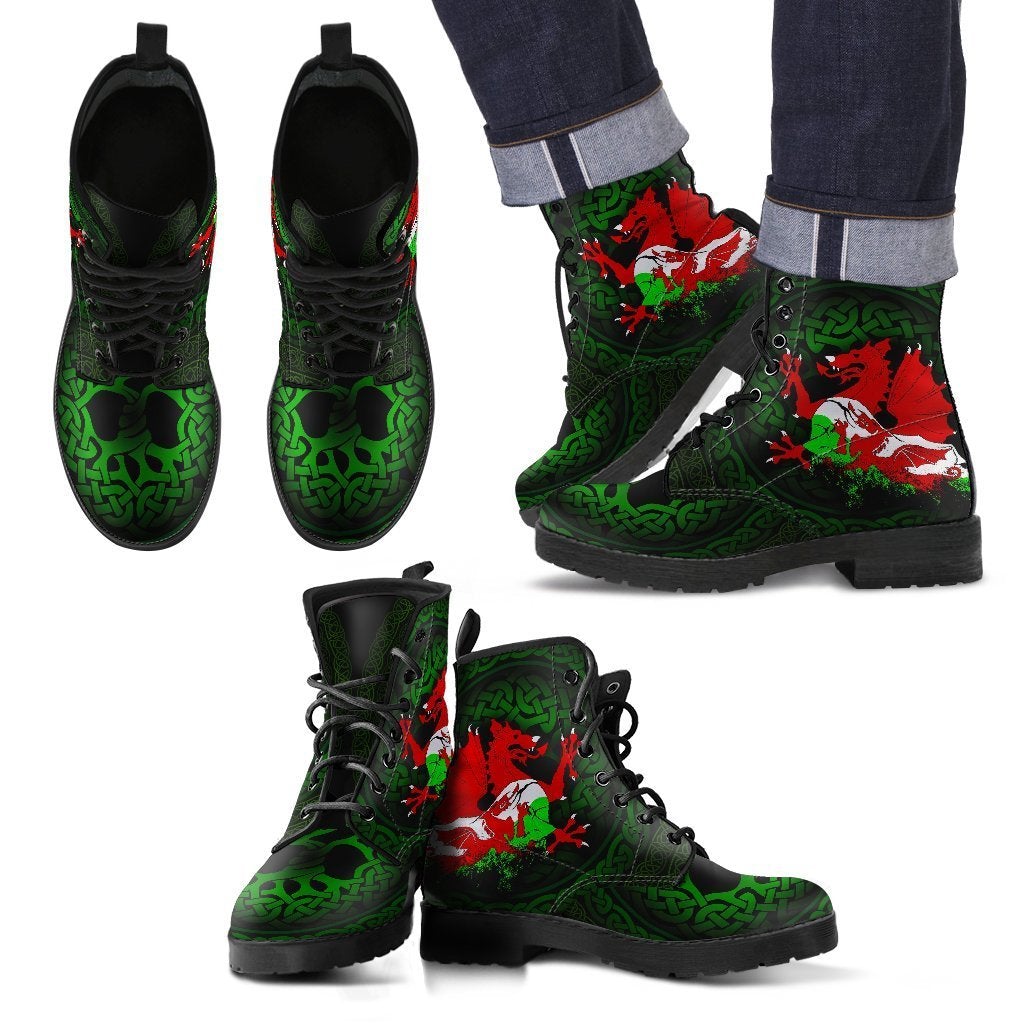 Wales Leather Boots Cymru Dragon