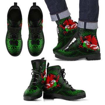 Wales Leather Boots Cymru Dragon