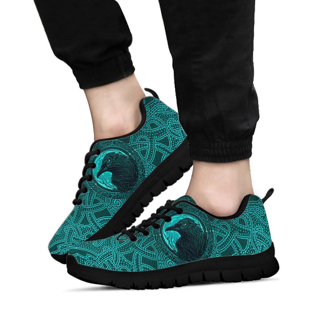 Viking Sneakers, Ethnic Odin Raven Cyan RLT12