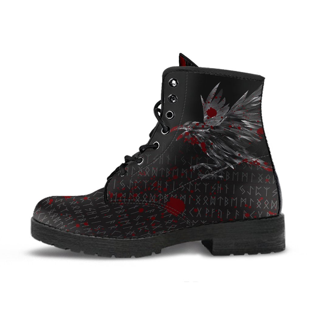 Viking Leather Boots The Raven Of Odin Rune Blood RLT12