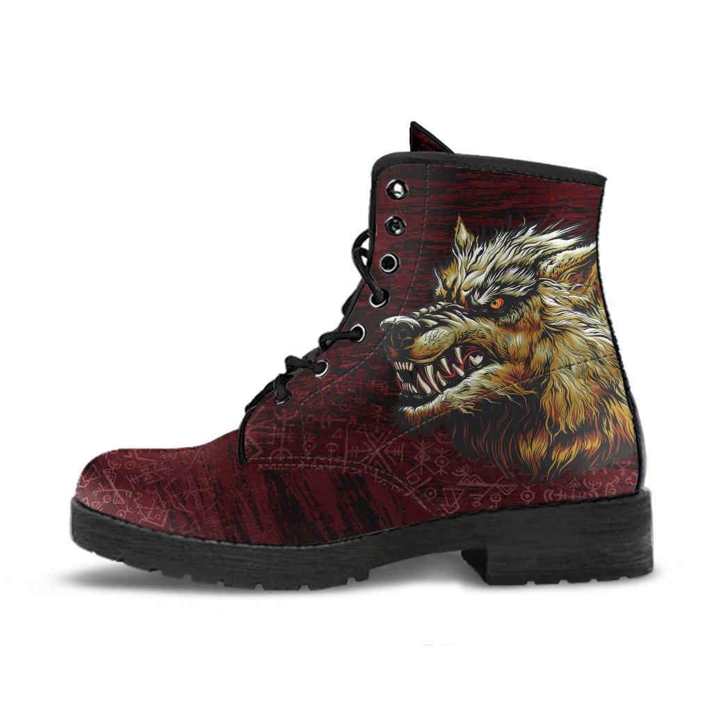 Viking Leather Boots Fenrir On The Blood Moon Background RLT12