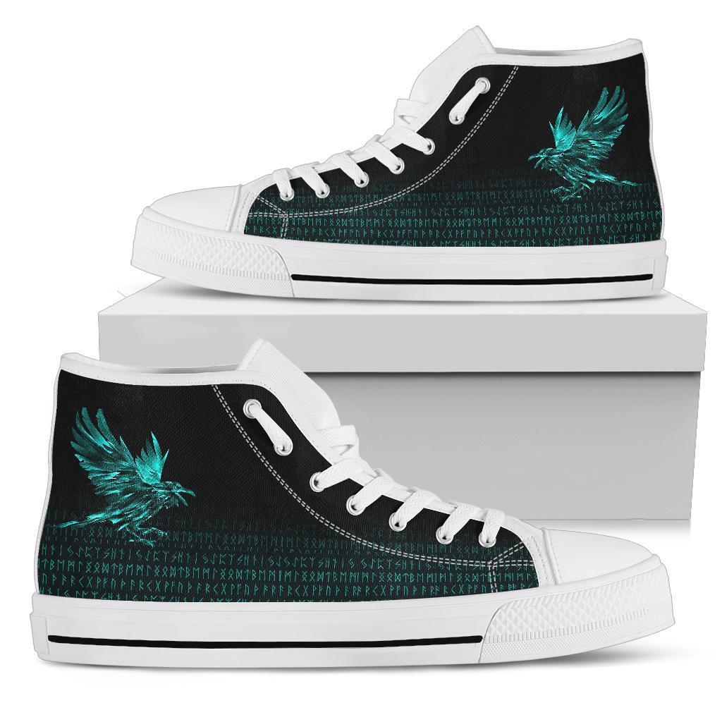 Viking High Top Shoes The Raven Of Odin Rune Cyan RLT12