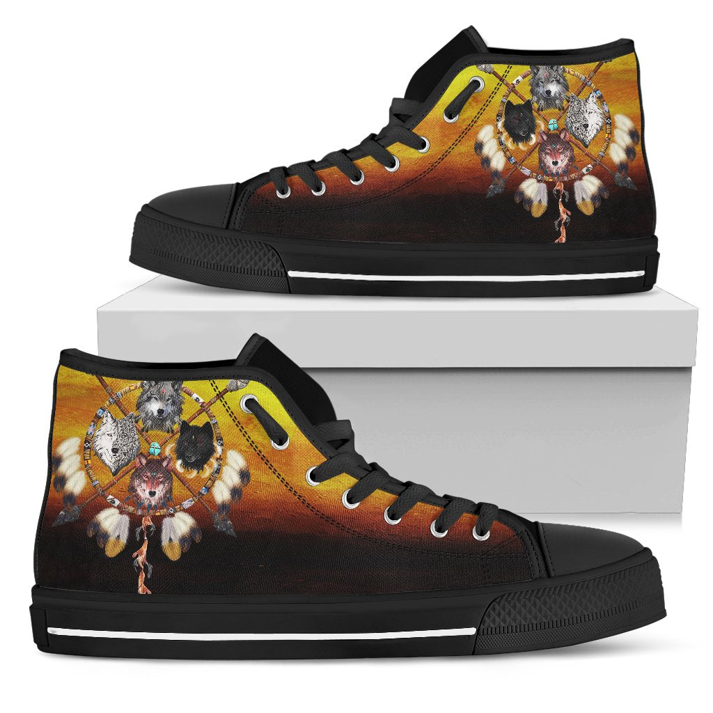 Wolves Warriors Native American Pride High Top Canvas Shoes LT10