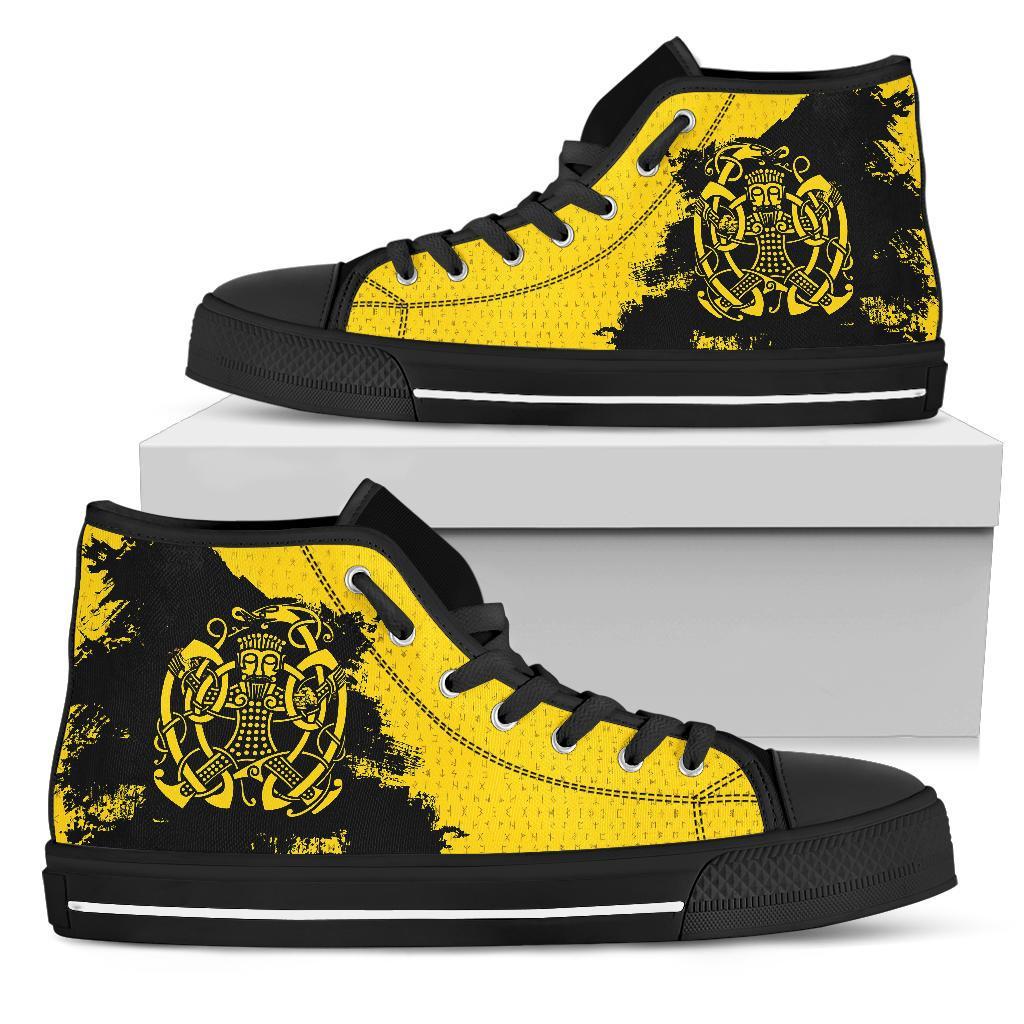 Viking High Top Shoes, Loki Bound Triskele Rune Gold RLT12