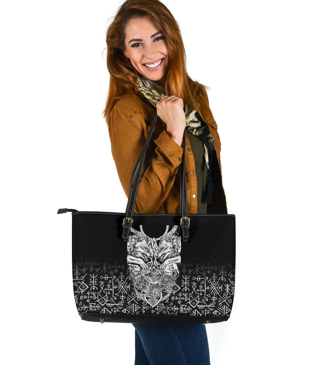 Viking Large Leather Tote Wolf and Raven Special RLT12