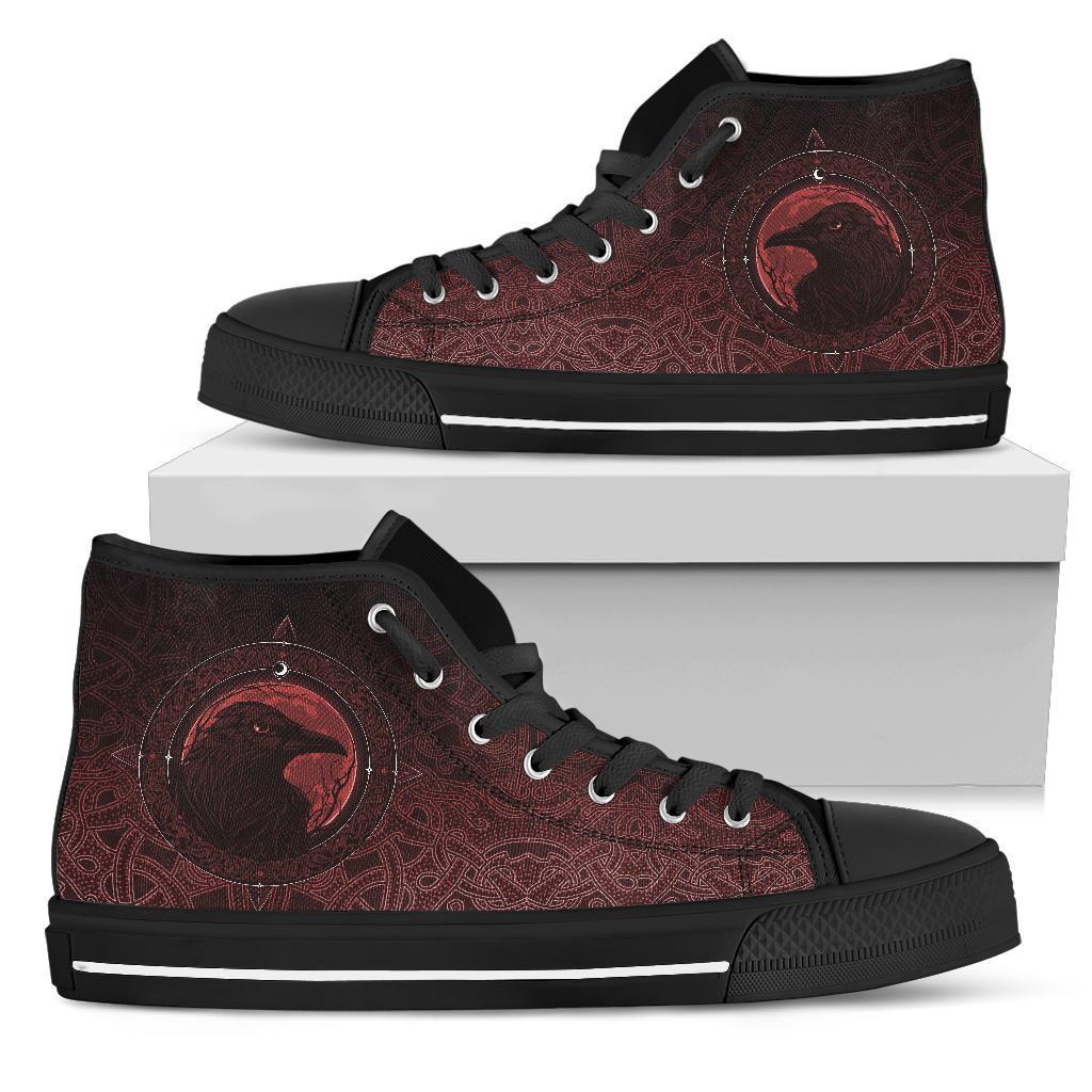 Viking High Top Shoes, Ethnic Odin Raven Red RLT12