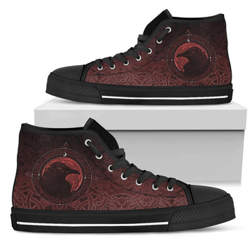 Viking High Top Shoes, Ethnic Odin Raven Red RLT12