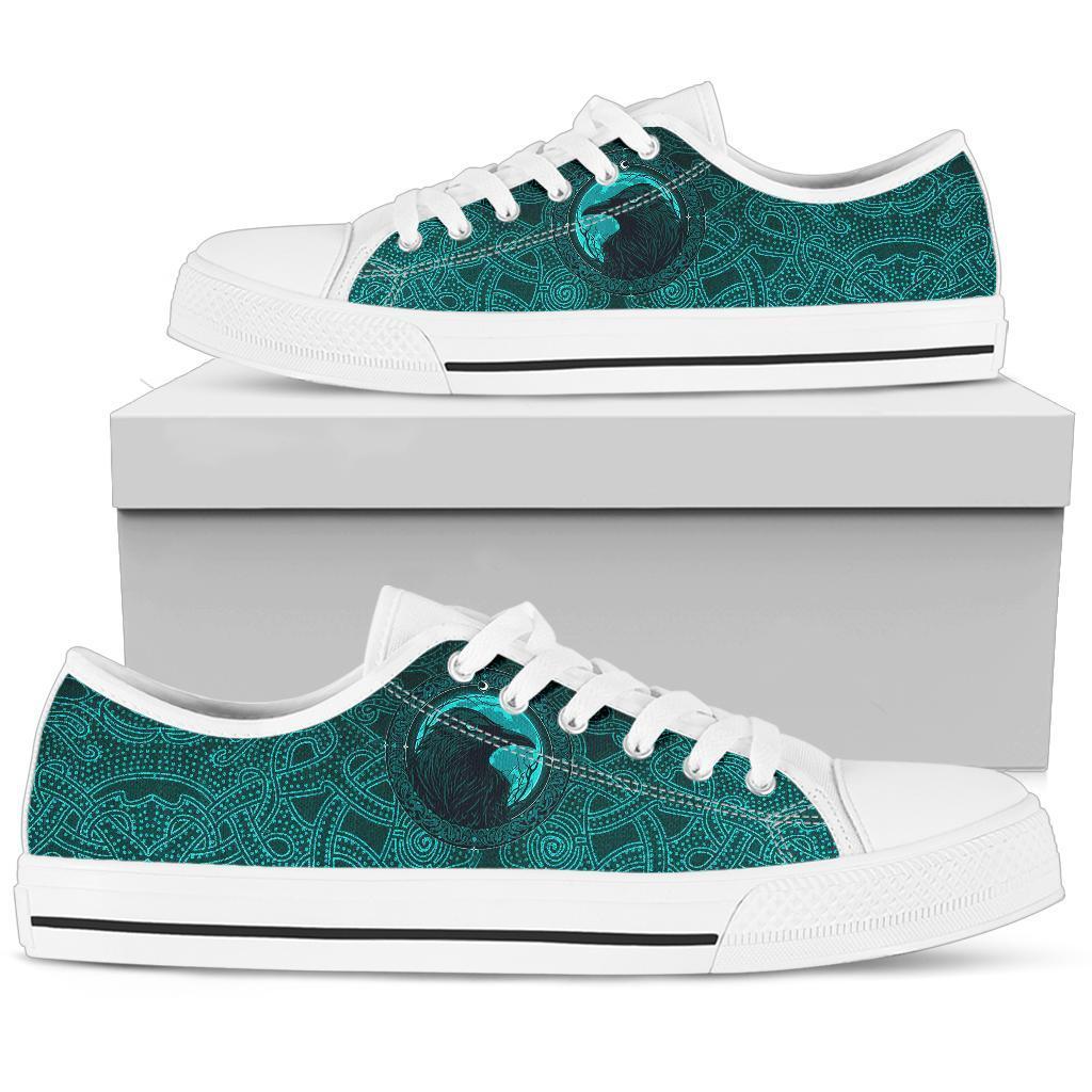 Viking Low Top Shoes, Ethnic Odin Raven Cyan RLT12