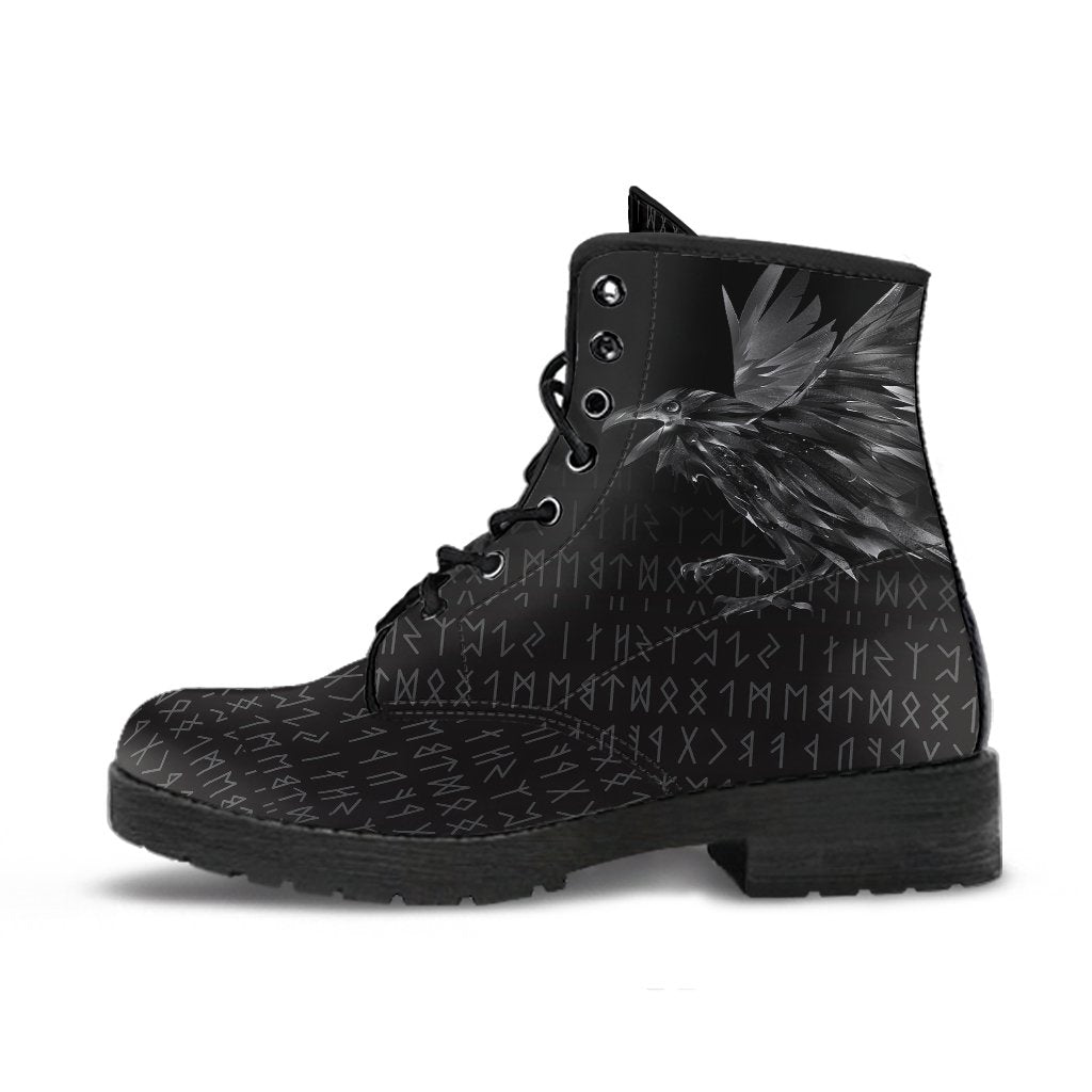 Viking Leather Boots Odin Huginn and Muninn Rune RLT12