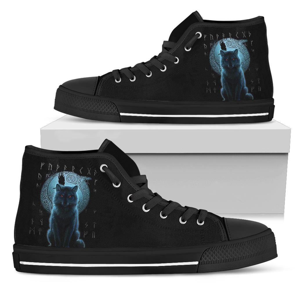 Viking High Top Shoes, Fenrir Viking Wolf and Moon RLT12