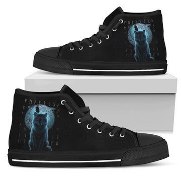 Viking High Top Shoes, Fenrir Viking Wolf and Moon RLT12