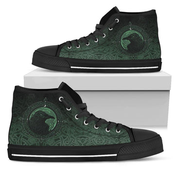 Viking High Top Shoes, Ethnic Odin Raven Green RLT12