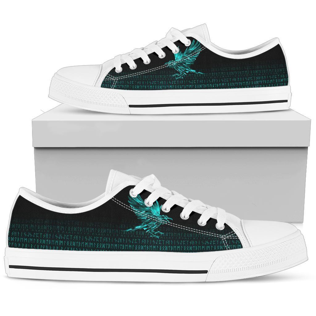 Viking Low Top Shoes The Raven Of Odin Rune Cyan RLT12