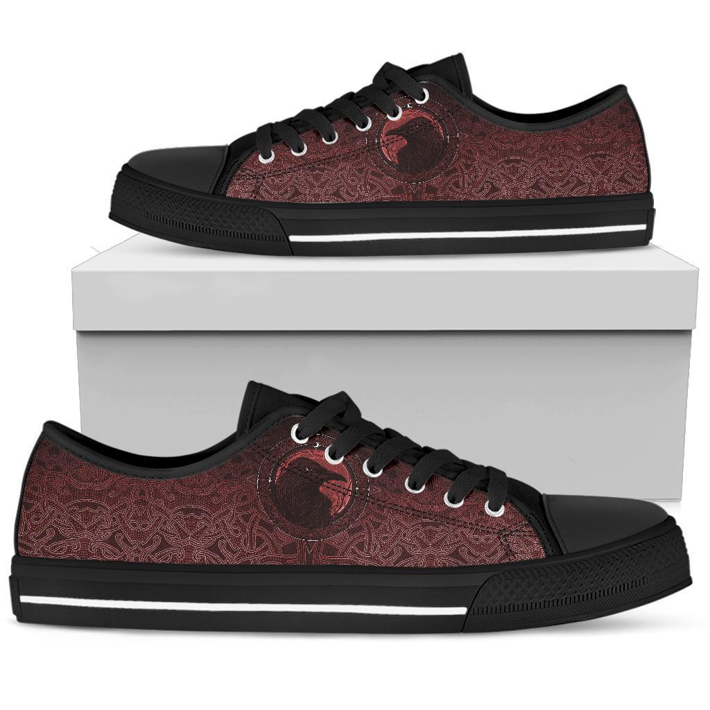 Viking Low Top Shoes, Ethnic Odin Raven Red RLT12