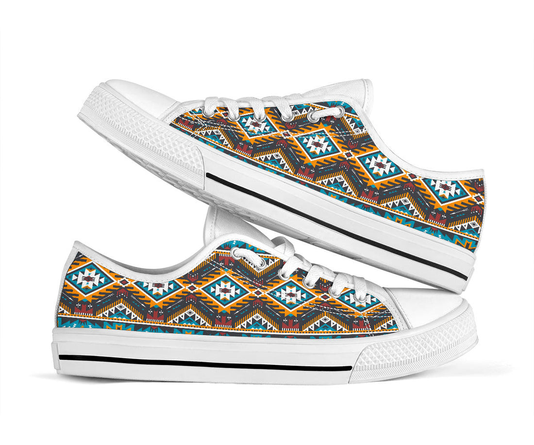Native American Yellow Aztec Geometric Low Top Shoes LT10