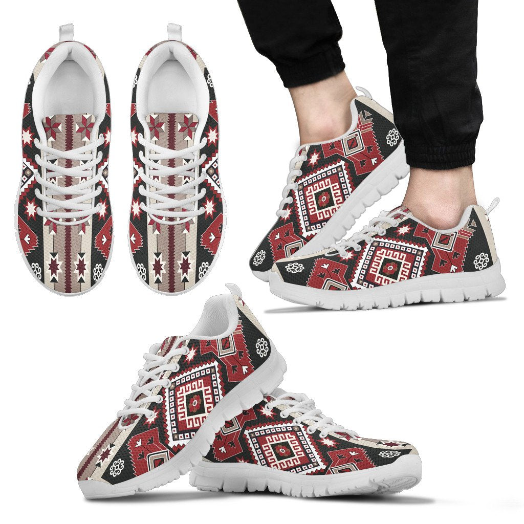 Ethnic Red Gray Pattern Native American Sneaker LT10