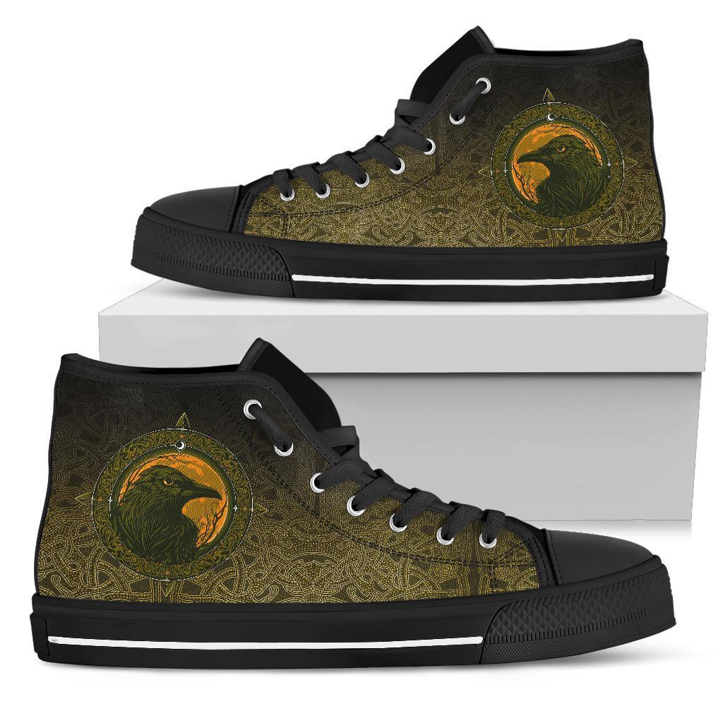 Viking High Top Shoes, Ethnic Odin Raven Gold RLT12