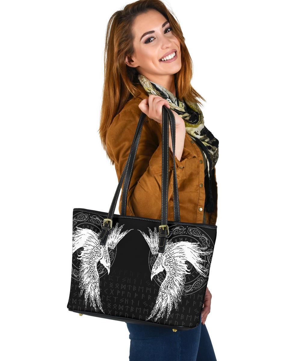 Viking Small Leather Tote Mystical Raven Tattoo Special RLT12