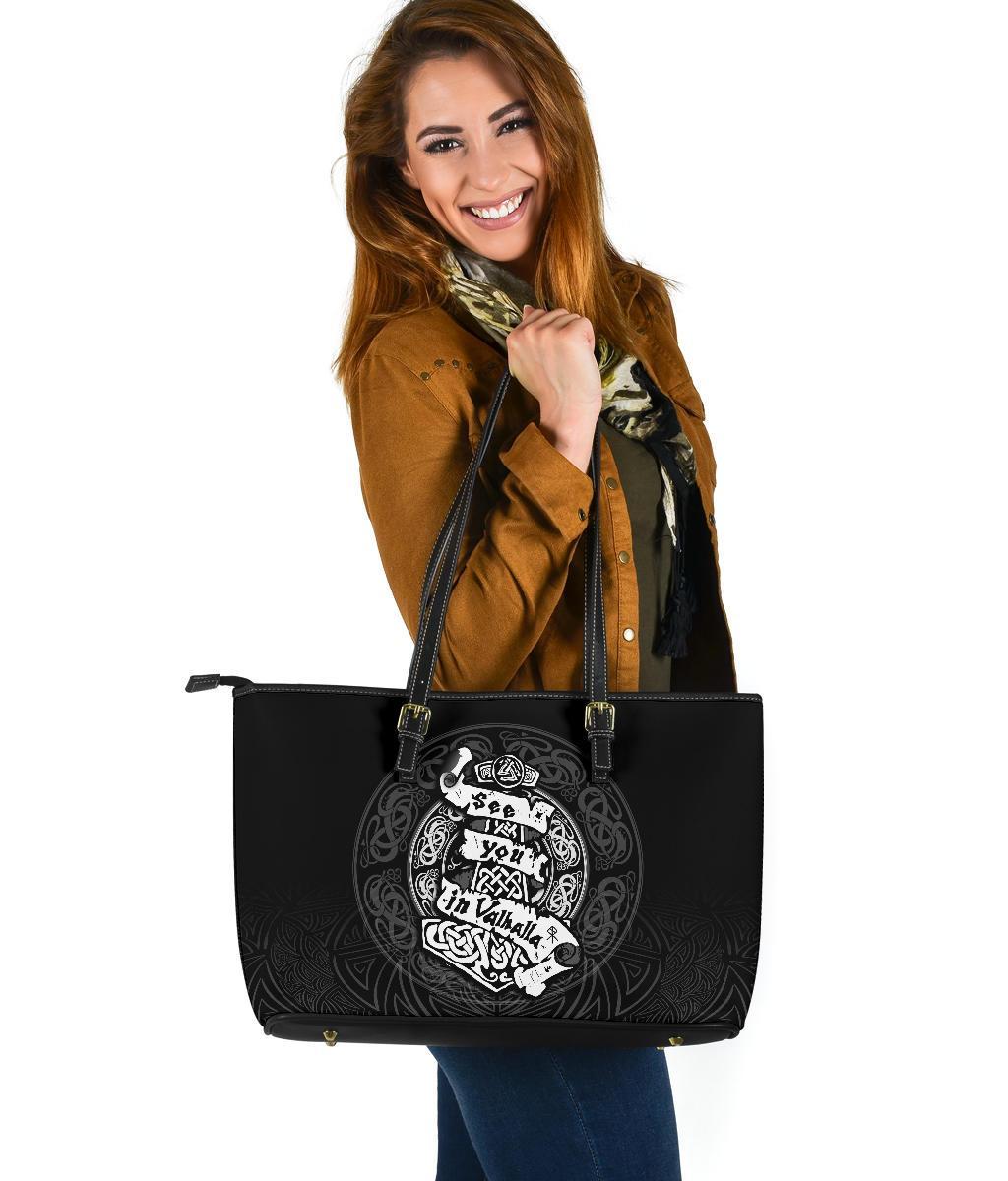 Viking Large Leather Tote See You In Valhalla RLT12