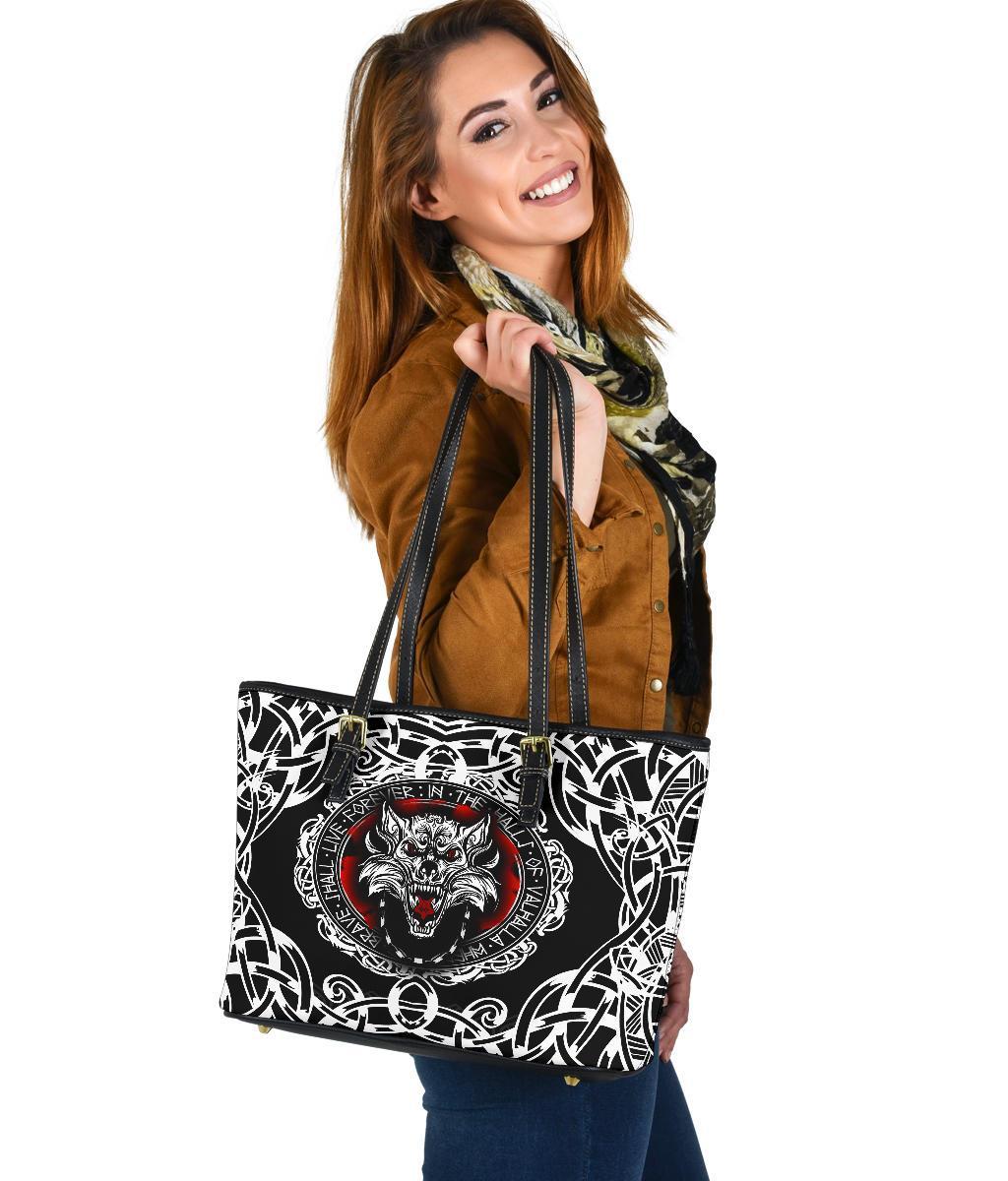 Viking Small Leather Tote, Fenrir Wolf RLT12