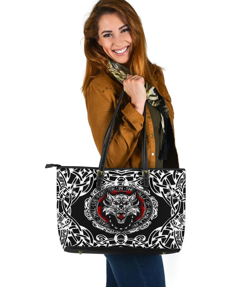 Viking Large Leather Tote, Fenrir Wolf RLT12
