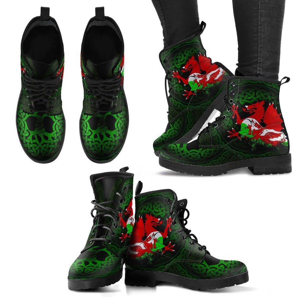 Wales Leather Boots Cymru Dragon