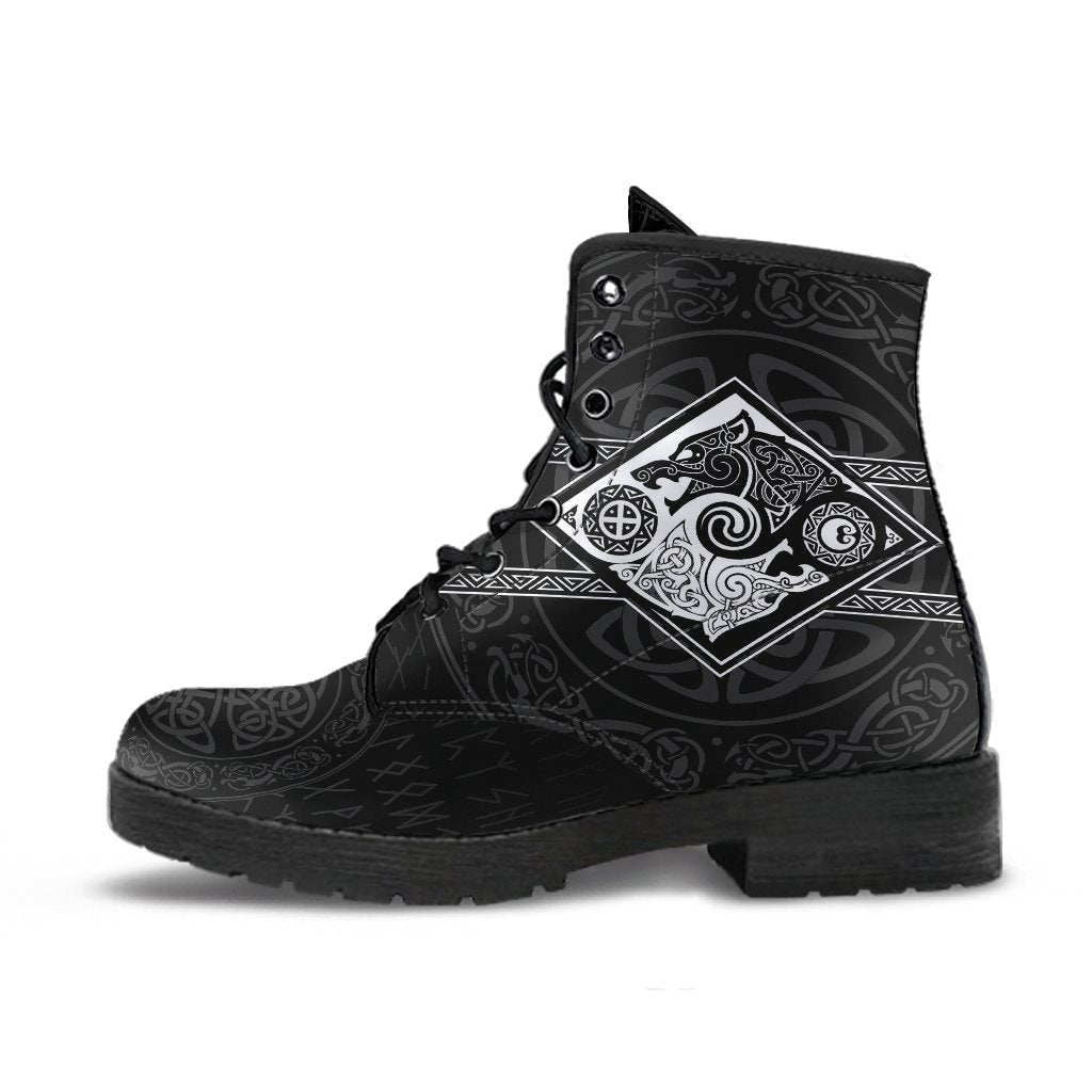 Vikings Leather Boots The Wolves, Skoll and Hati RLT12
