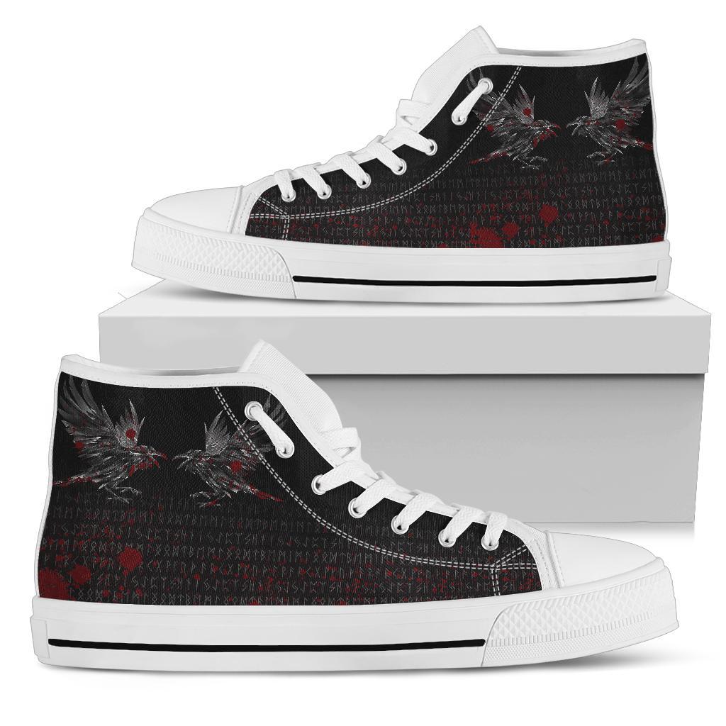 Viking High Top Shoes Odin Huginn and Muninn Rune Blood RLT12