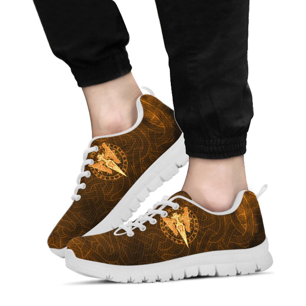 Viking Sneakers Gold Spear Of The God Odin - Gungnir and Two Gold Ravens RLT12