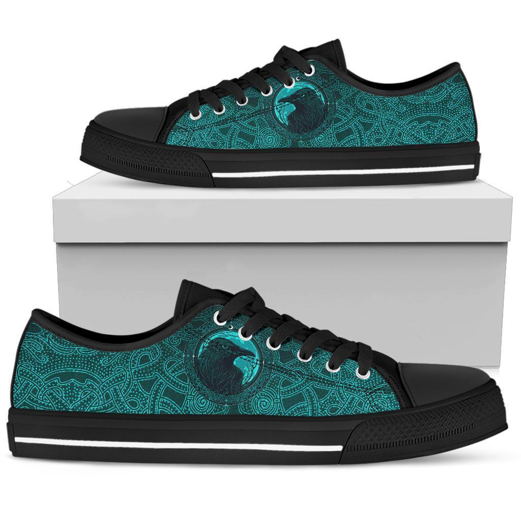 Viking Low Top Shoes, Ethnic Odin Raven Cyan RLT12