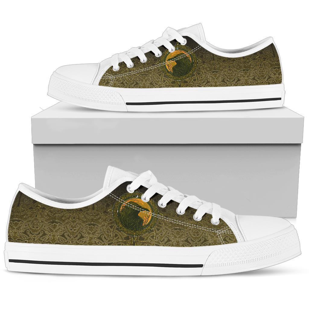 Viking Low Top Shoes, Ethnic Odin Raven Gold RLT12