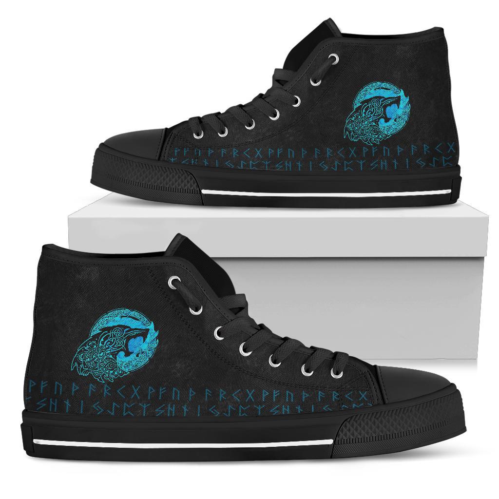 Viking High Top Shoes Fenrir Wolf Cyan RLT12
