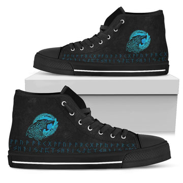 Viking High Top Shoes Fenrir Wolf Cyan RLT12