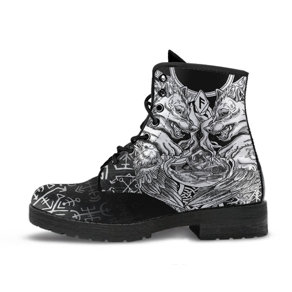 Viking Leather Boots Wolf and Raven Special RLT12