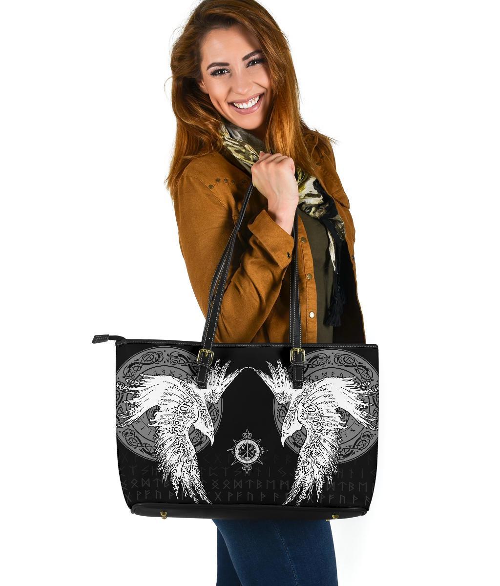 Viking Large Leather Tote Mystical Raven Tattoo Special RLT12