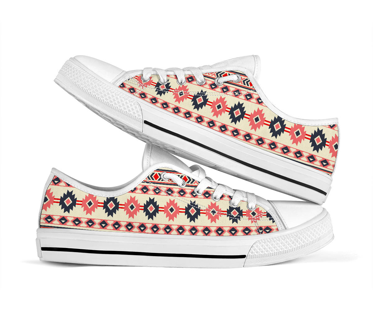 Pink and Navy Pattern Native American No Box Low Top Shoes Black LT10