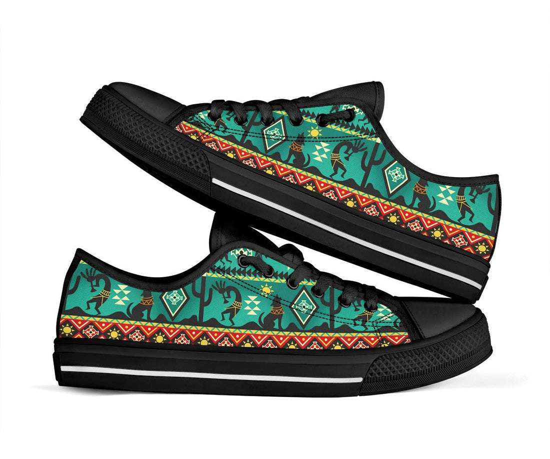 Kokopelli Myth Green Native American Low Top Canvas Shoes LT10
