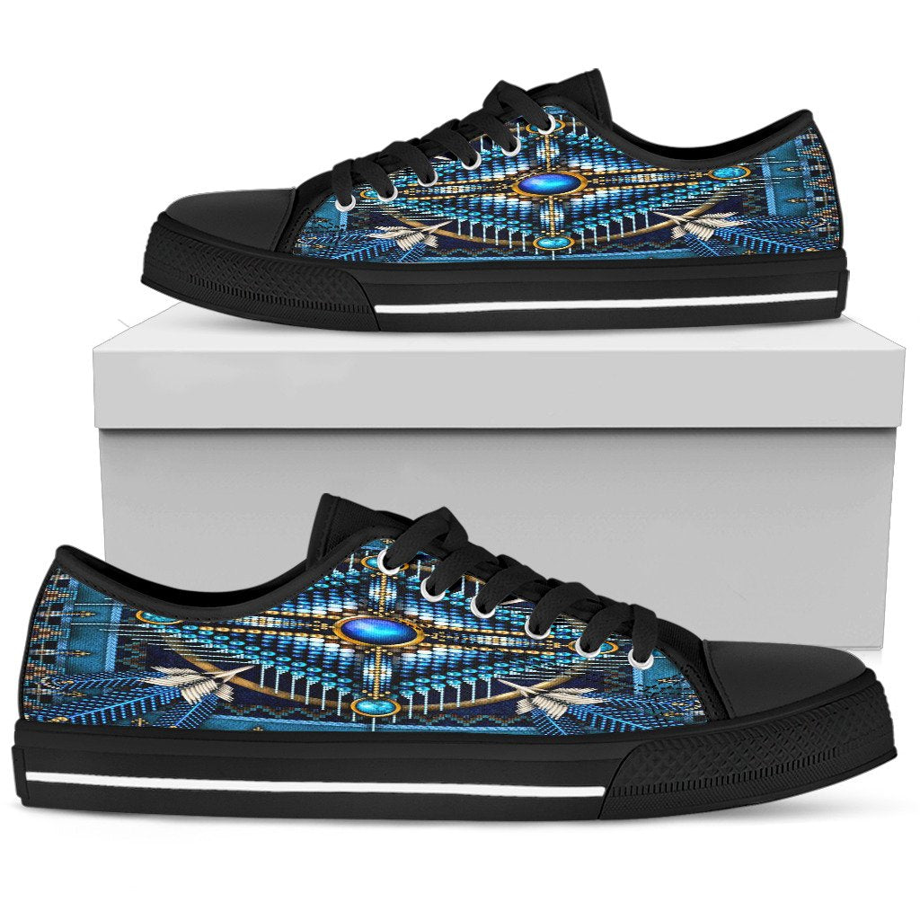 Mandala Blue Native American Design Men's Low Top Canvas Shoes LT10