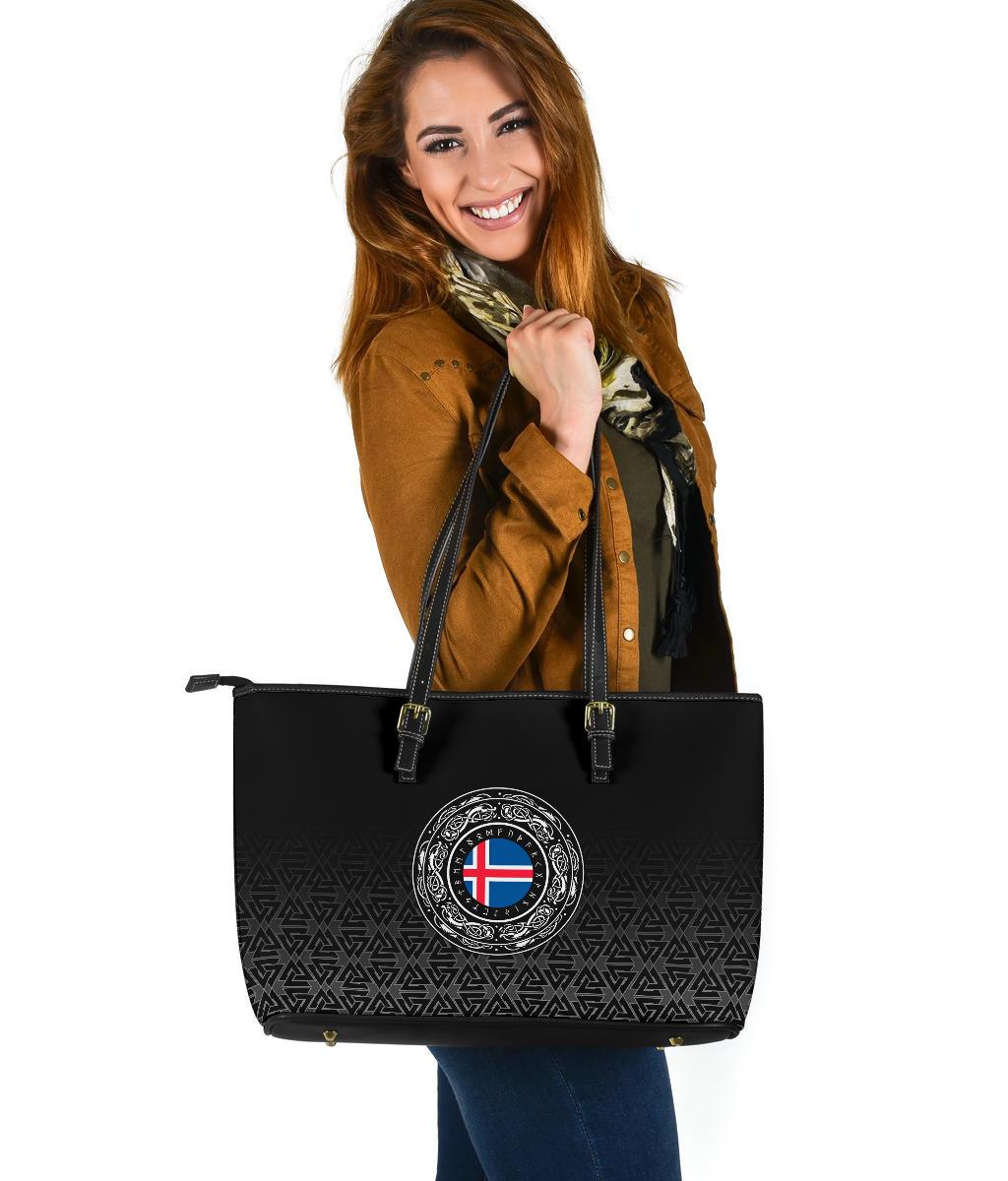 Viking Large Leather Tote Iceland Coat Of Arms RLT12