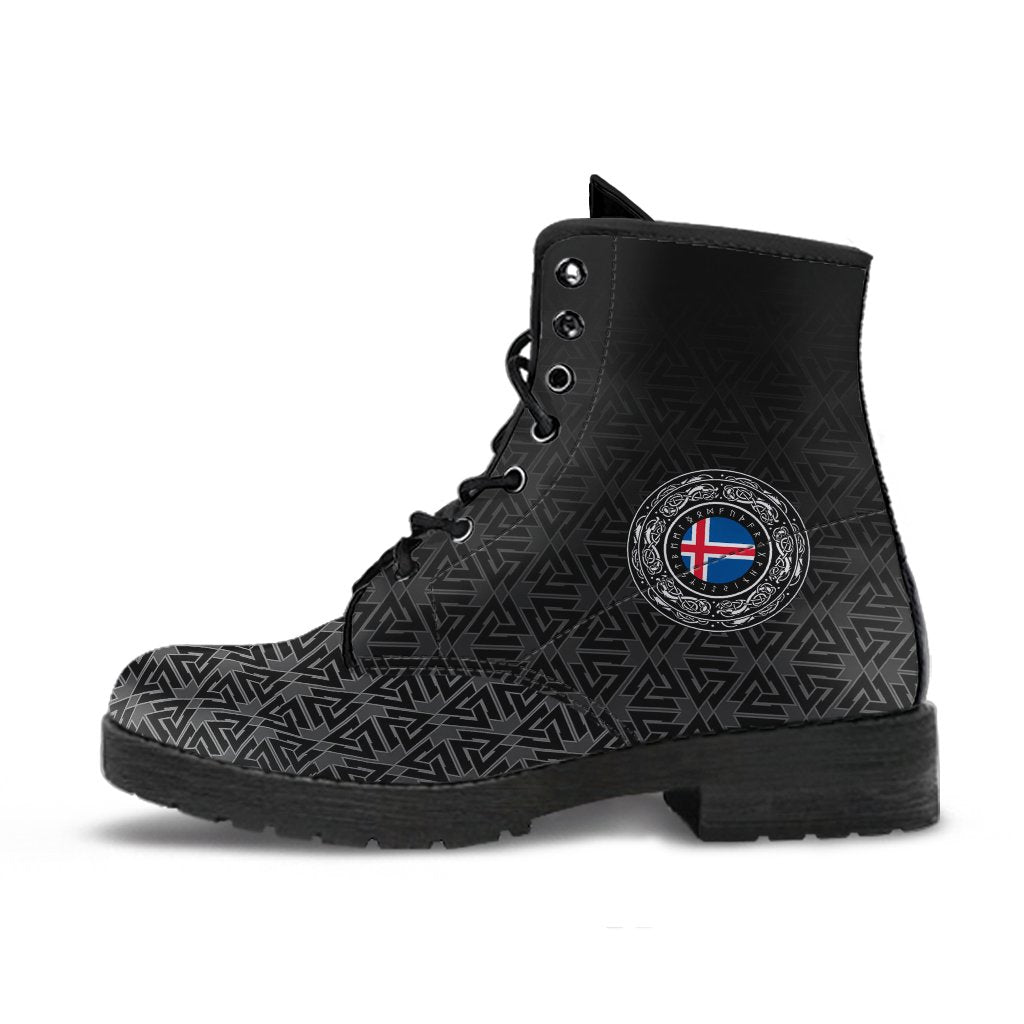 Viking Leather Boots Iceland Coat Of Arms RLT12