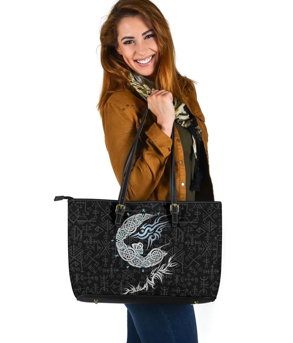 Viking Fenrir Wolf Large Leather Tote RLT12