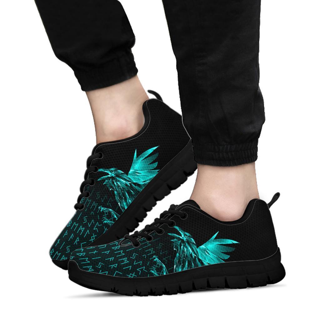 Viking Sneakers - The Raven Of Odin Rune Cyan RLT12