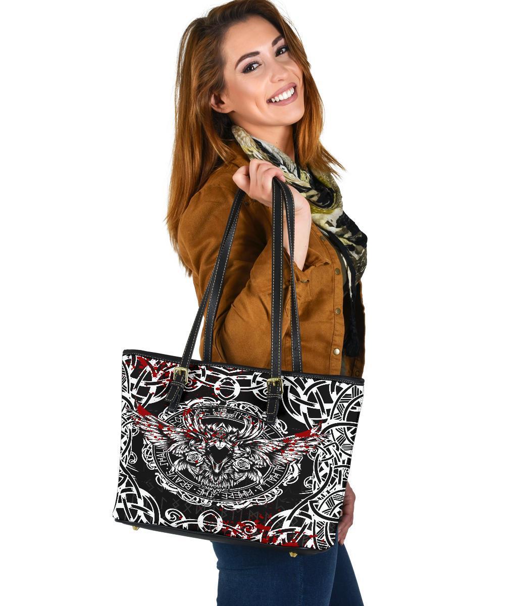 Viking Small Leather Tote, Raven Blood RLT12