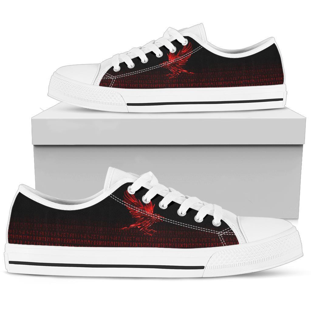 Viking Low Top Shoes The Raven Of Odin Rune, Red RLT12
