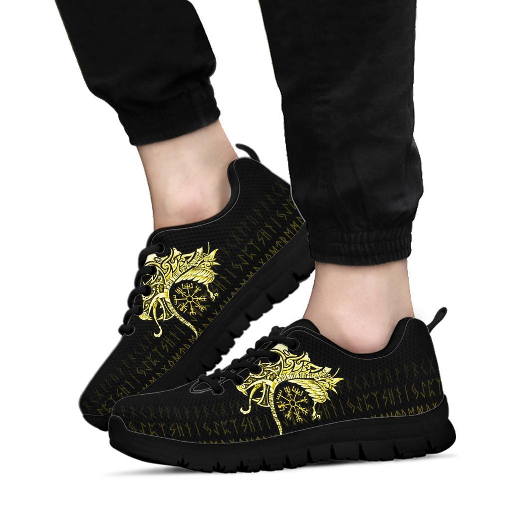 Viking Sneakers, Fenrir Raven and Vegvisir Tattoo Yellow RLT12