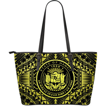 Hawaii Seal Leather Tote Bag (Gold)