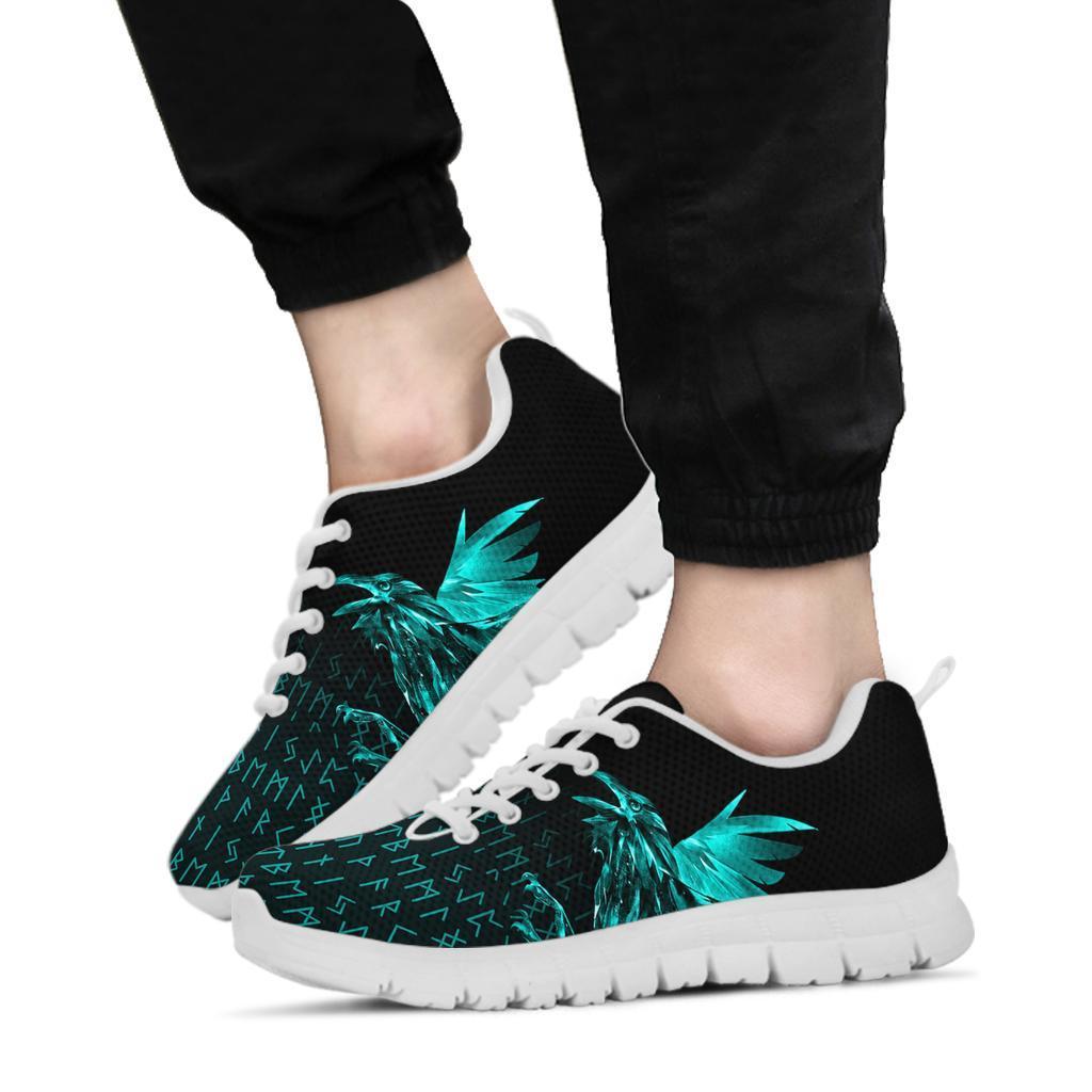 Viking Sneakers - The Raven Of Odin Rune Cyan RLT12