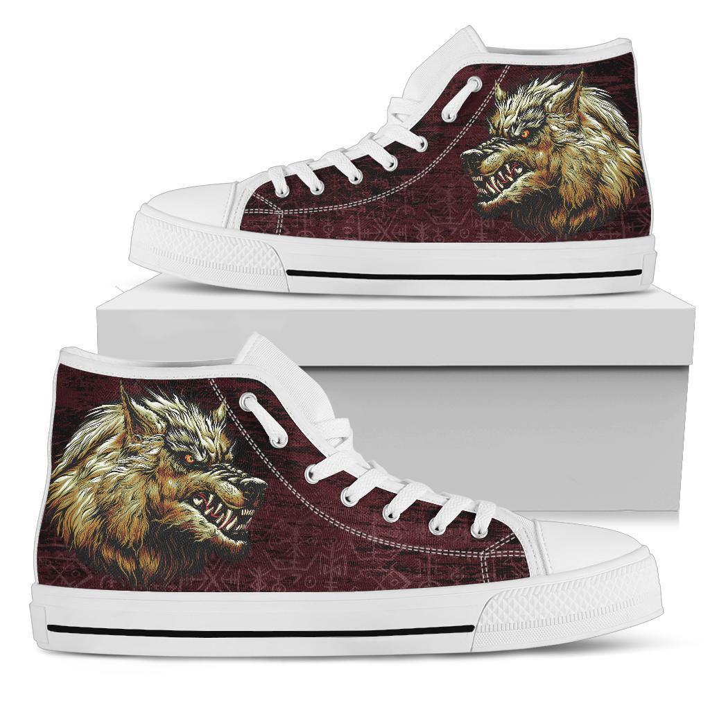 Viking High Top Shoes Fenrir On The Blood Moon Background RLT12