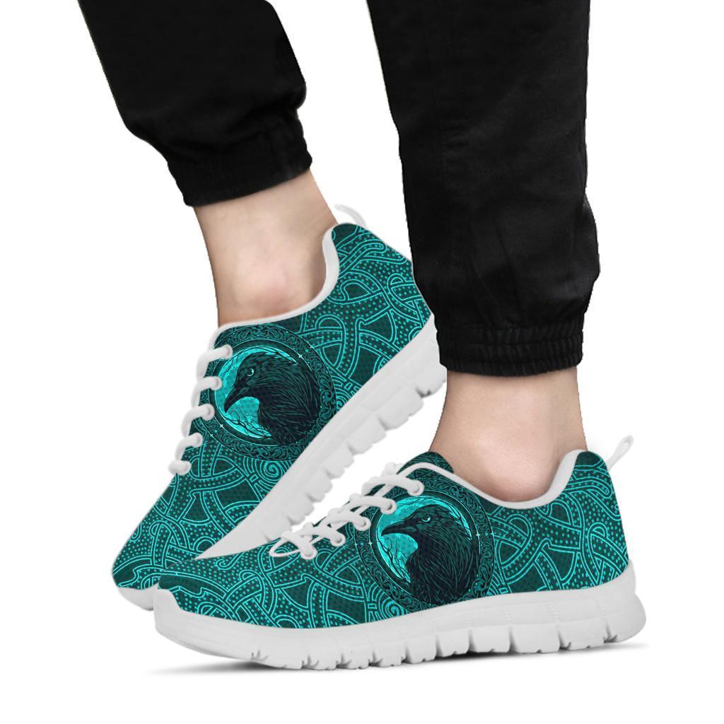Viking Sneakers, Ethnic Odin Raven Cyan RLT12